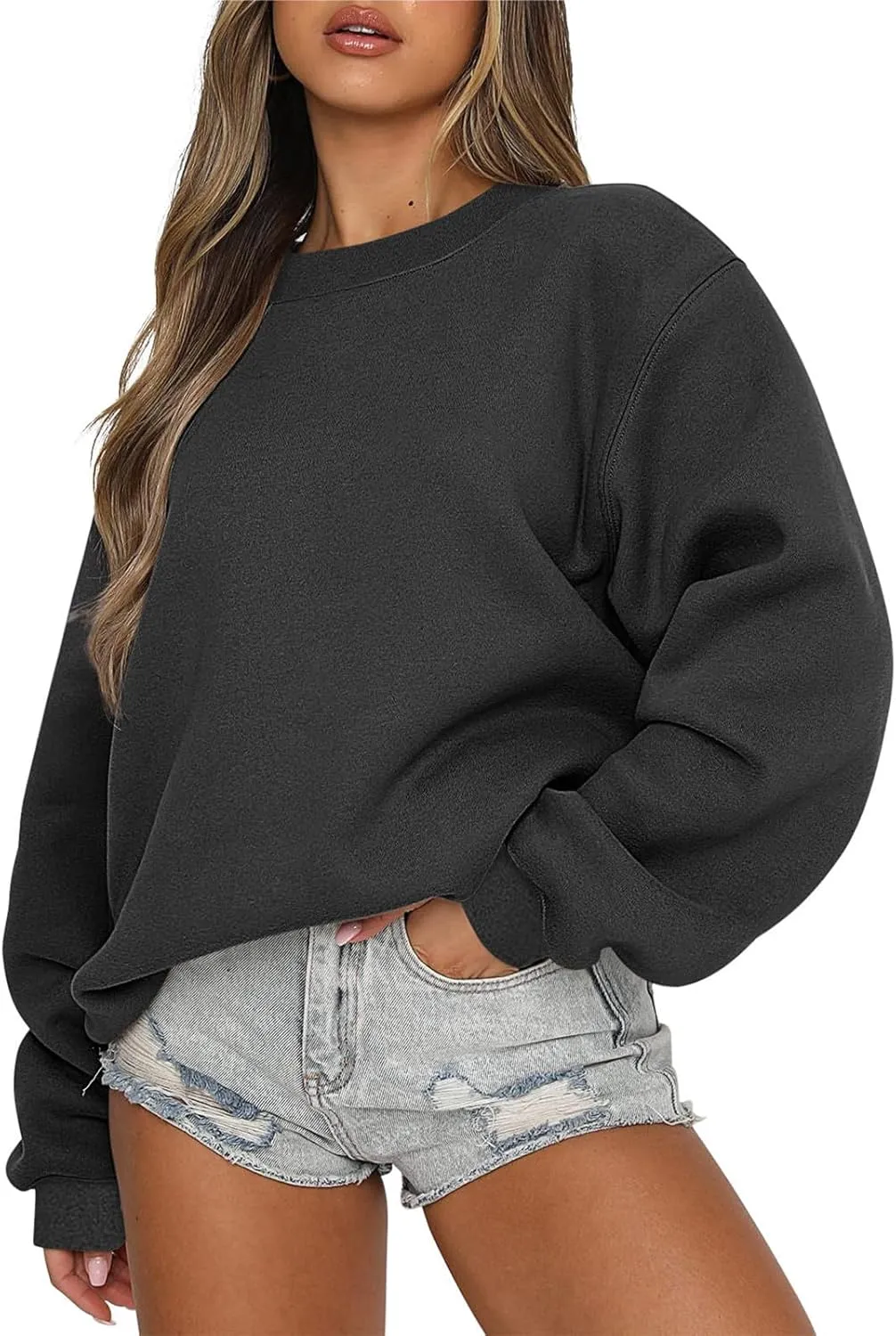 Womens Oversized Sweatshirts 2024 Long Sleeve Crew Neck Pullover Hoodies Fall Casual Outfits Y2K Preppy Clothes
