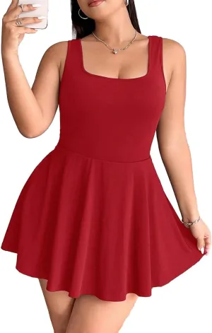 Women's Play Dress, Short Sleeve Mini Skirt with Pockets, Black, Size XL