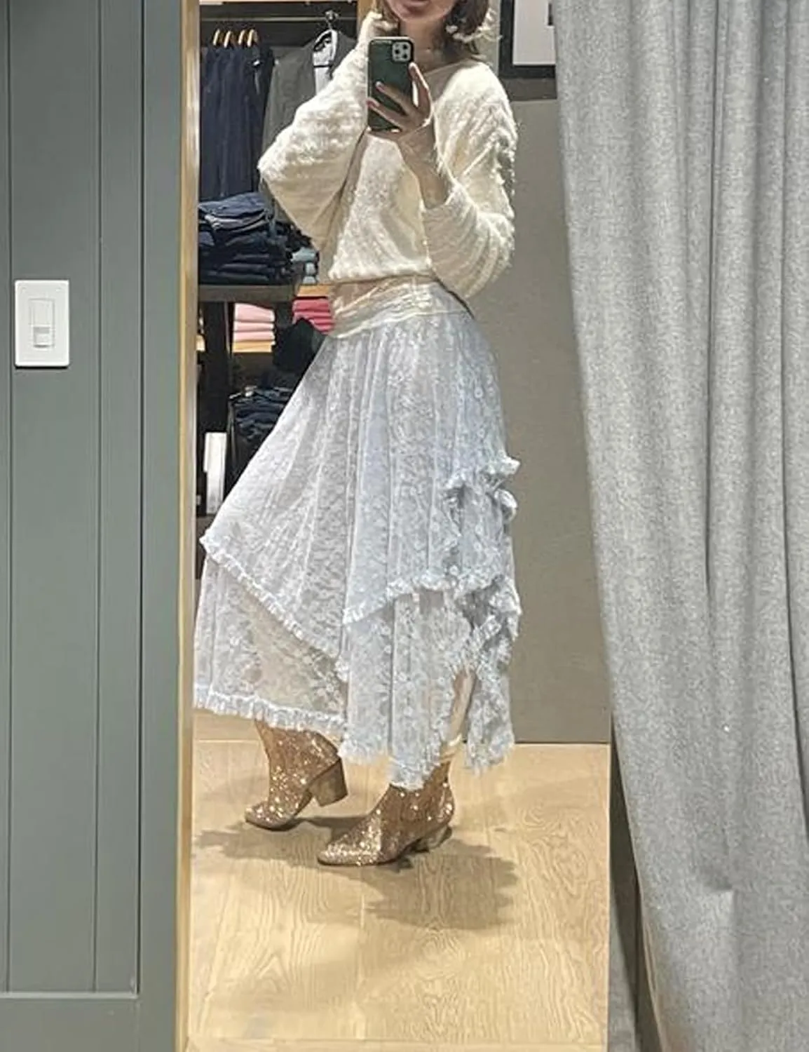 Womens Sheer Lace Maxi Skirts Summer Asymmetrical Layered Hem Floral See Through Beach Long Skirt
