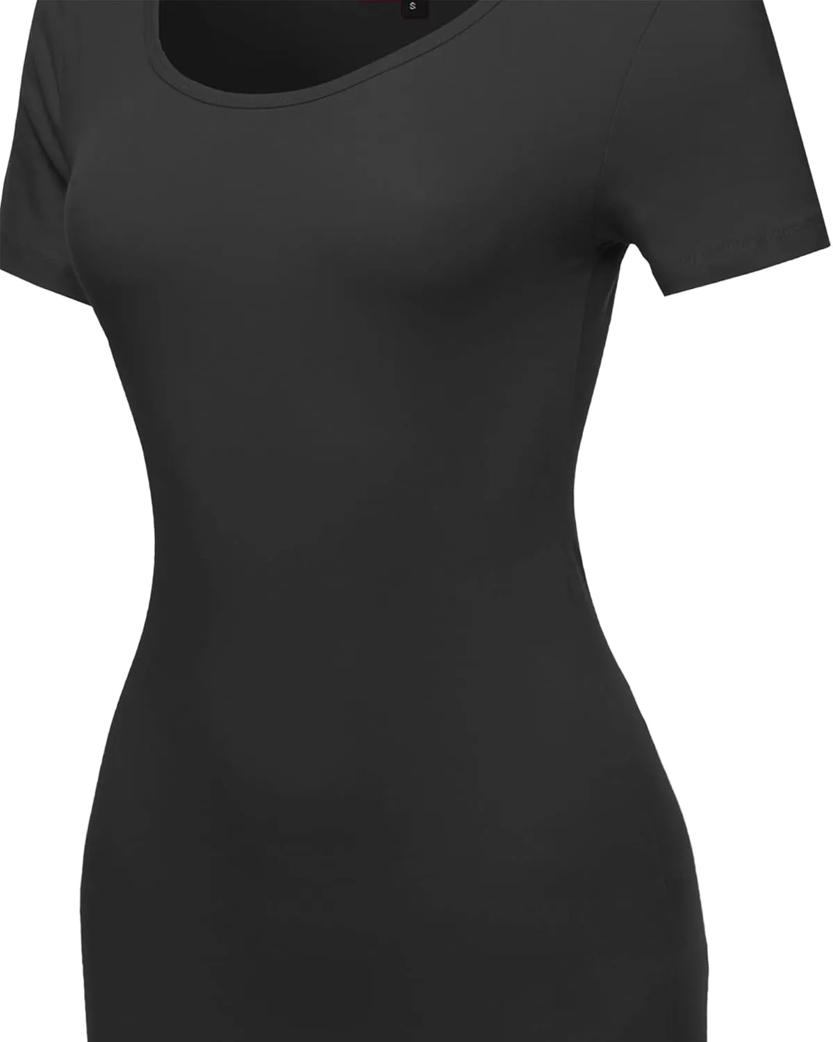 Women's Solid Fitted Classic Short Sleeve Premium Cotton Midi Dress