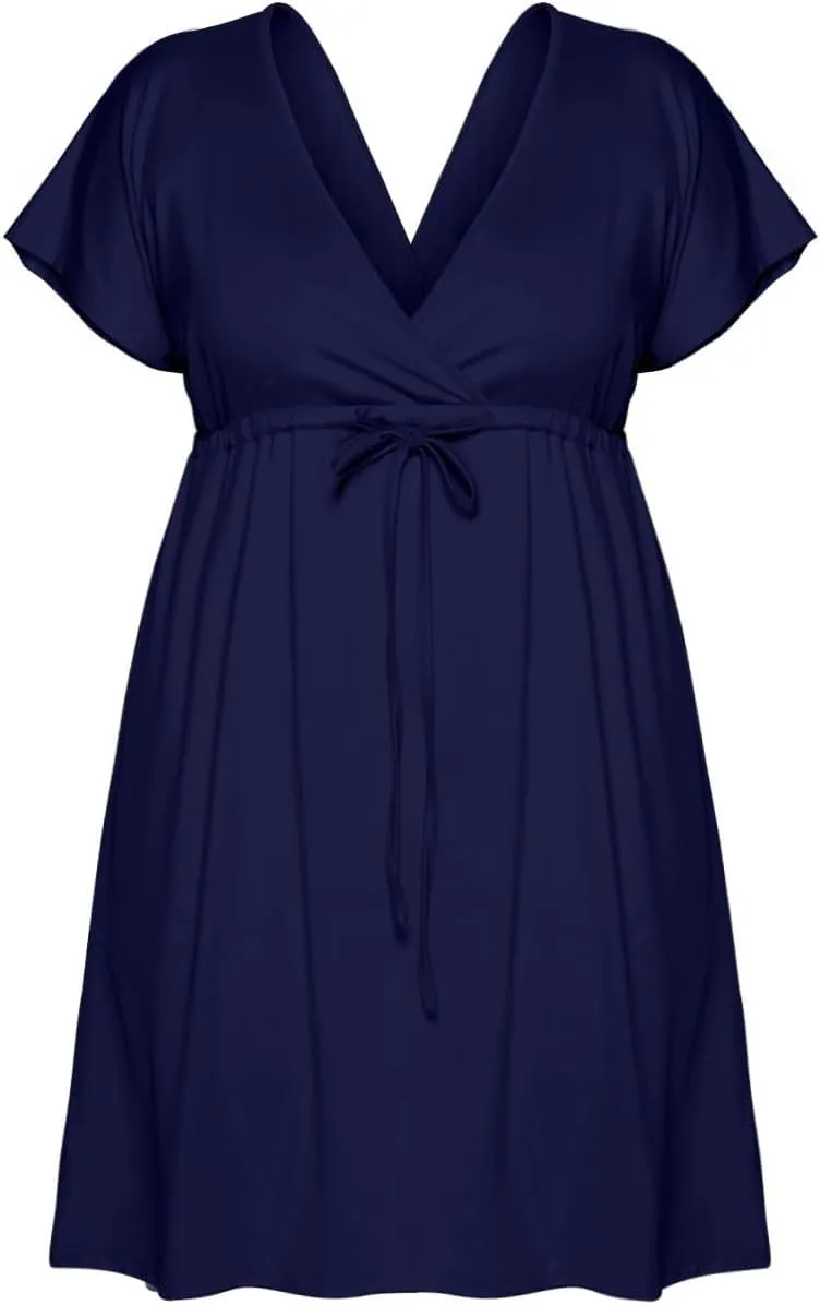 Womens Summer Dresses Short Sleeve Kimono Style Deep V Neck Casual Summer Dress M 4XL Plus Size