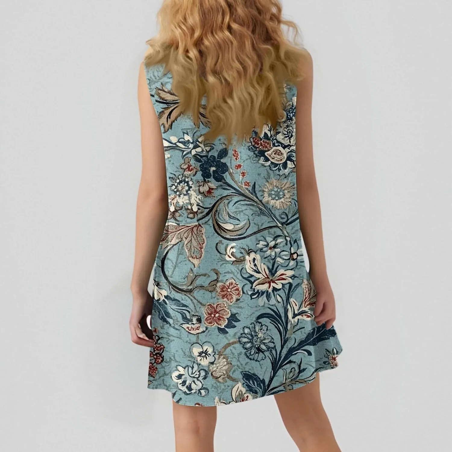 Womens Sundress Summer Dresses for Women 2025 Sleeveless Tank Dress Spring Beach Boho Mini Dress