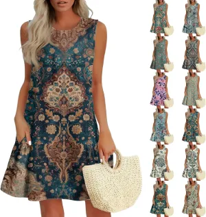 Womens Sundress Summer Dresses for Women 2025 Sleeveless Tank Dress Spring Beach Boho Mini Dress