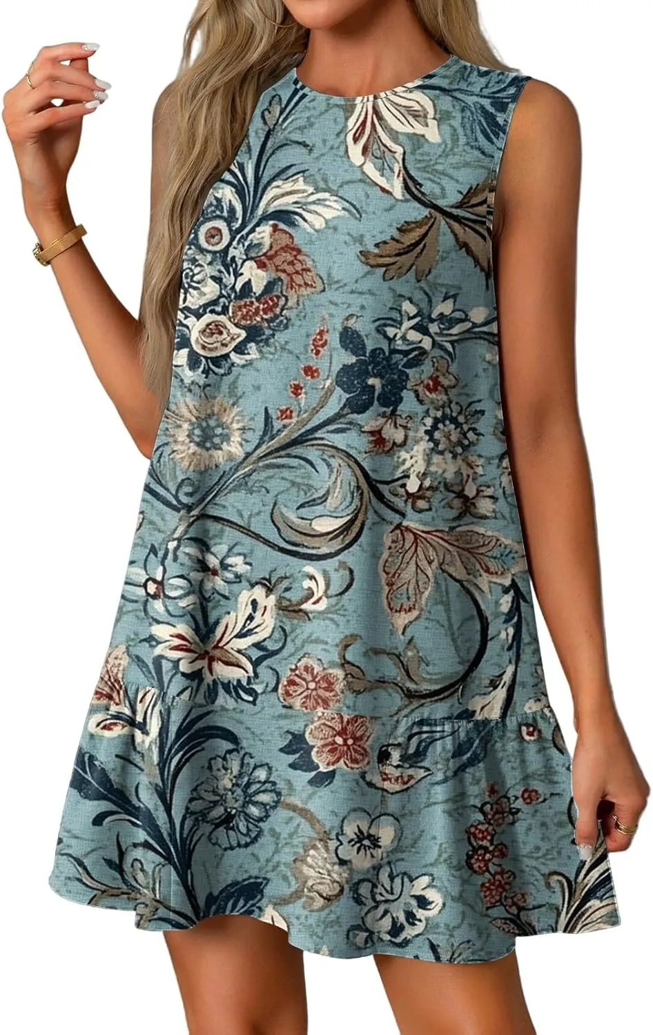 Womens Sundress Summer Dresses for Women 2025 Sleeveless Tank Dress Spring Beach Boho Mini Dress