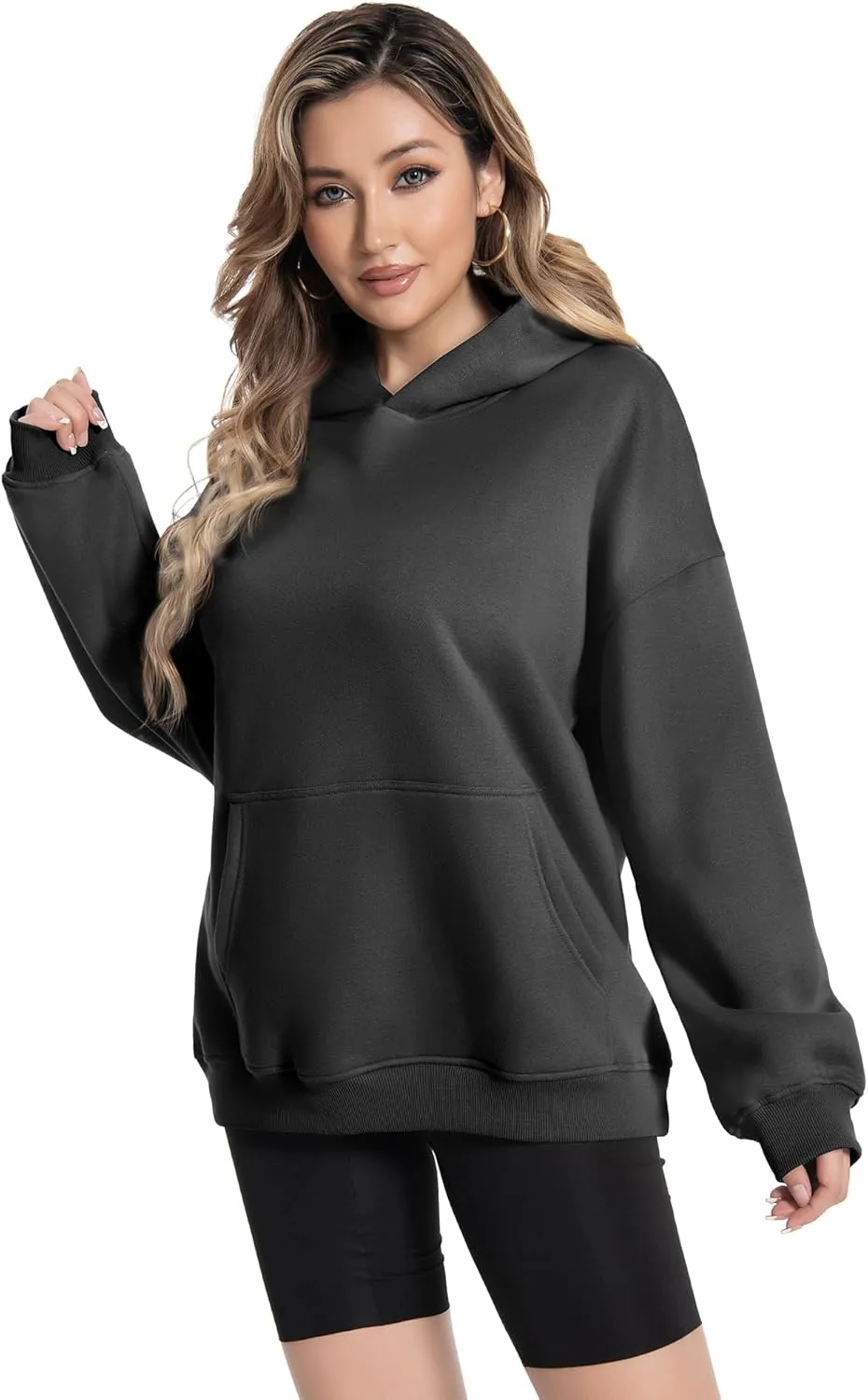 Womens Trendy Hoodies Y2k - Cute Oversized Sweatshirts Long Sleeve Warm Fleece Lined Pullover Clothes with Pockets