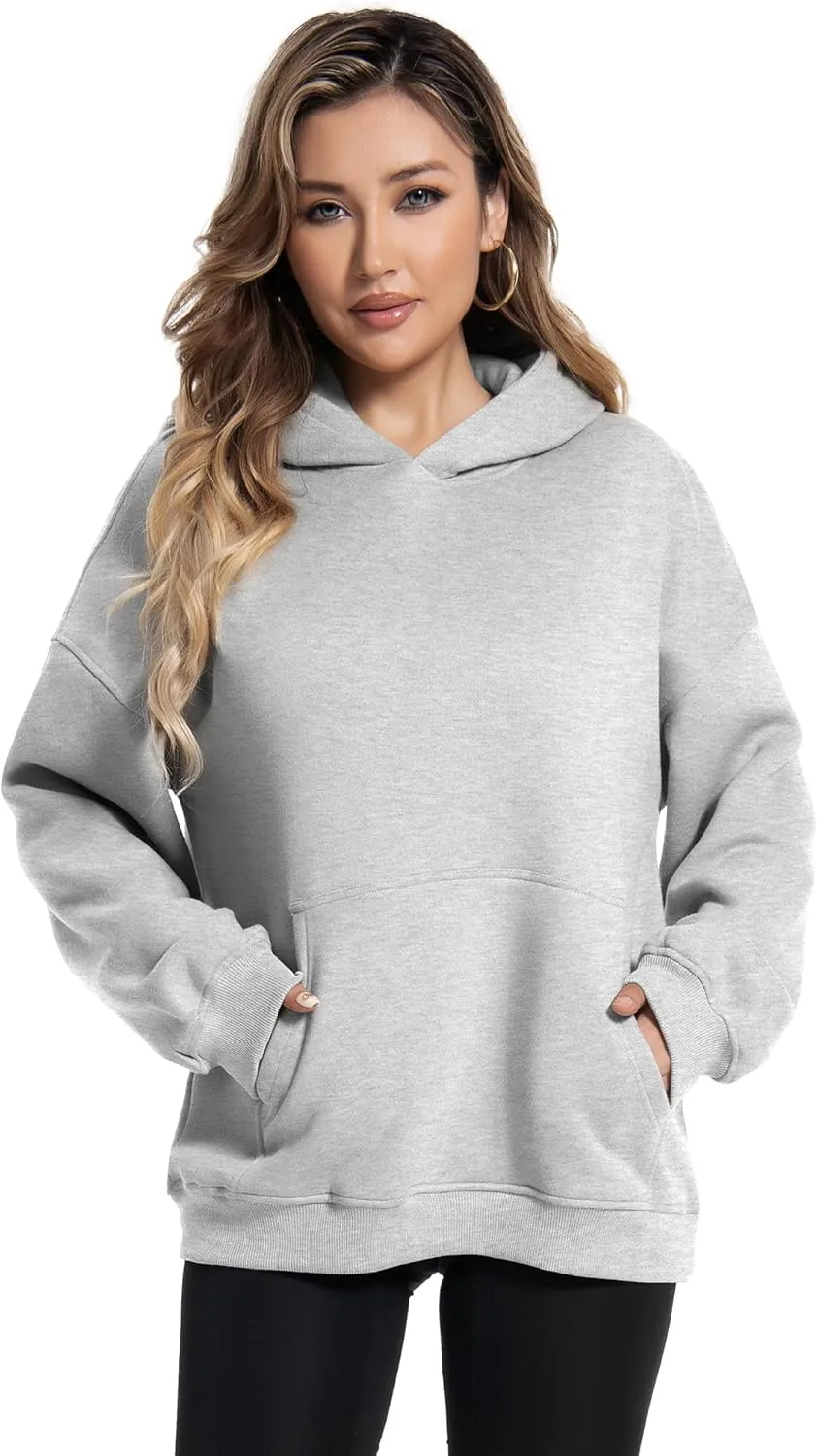 Womens Trendy Hoodies Y2k - Cute Oversized Sweatshirts Long Sleeve Warm Fleece Lined Pullover Clothes with Pockets