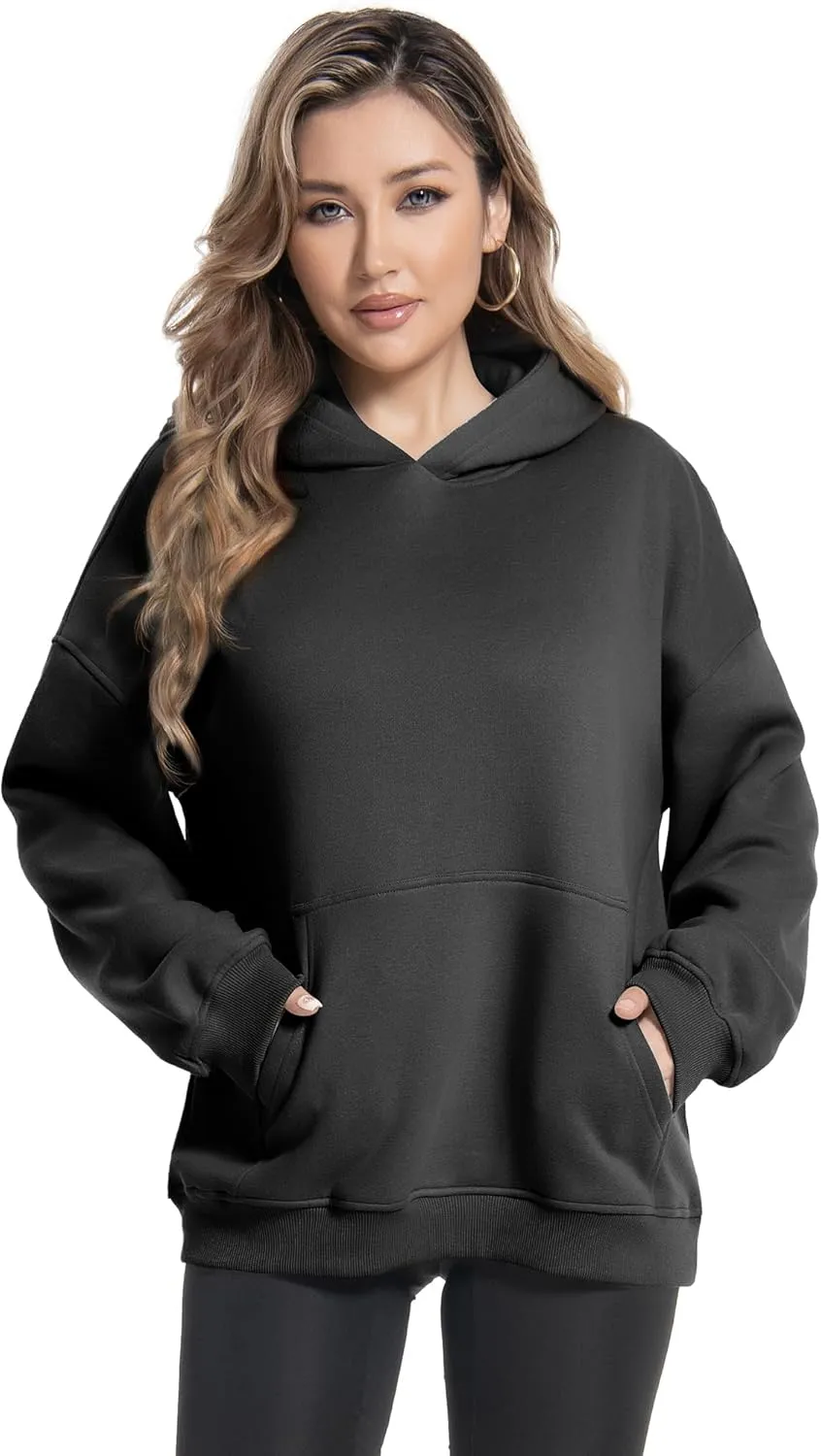 Womens Trendy Hoodies Y2k - Cute Oversized Sweatshirts Long Sleeve Warm Fleece Lined Pullover Clothes with Pockets
