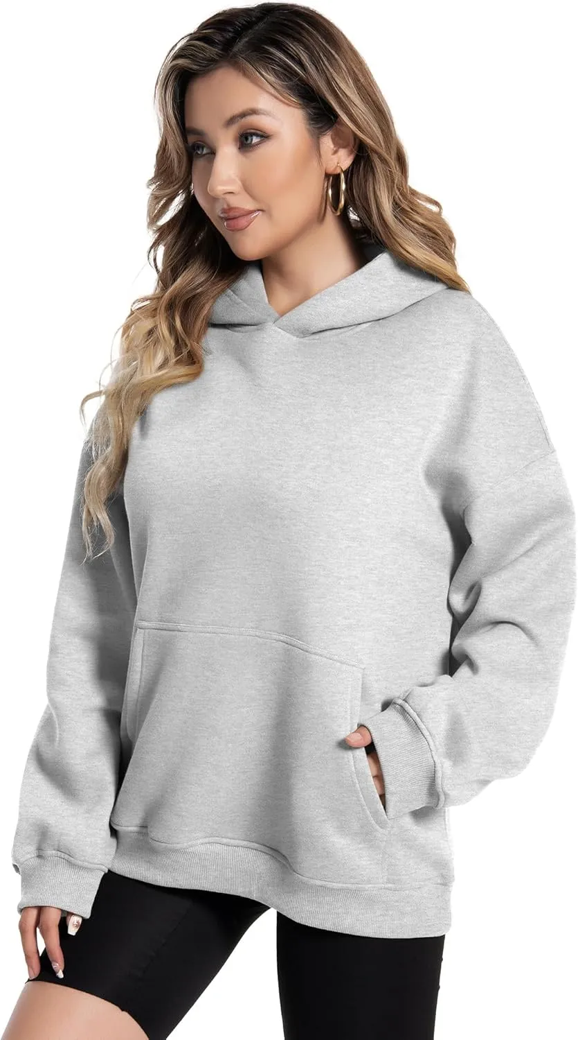 Womens Trendy Hoodies Y2k - Cute Oversized Sweatshirts Long Sleeve Warm Fleece Lined Pullover Clothes with Pockets