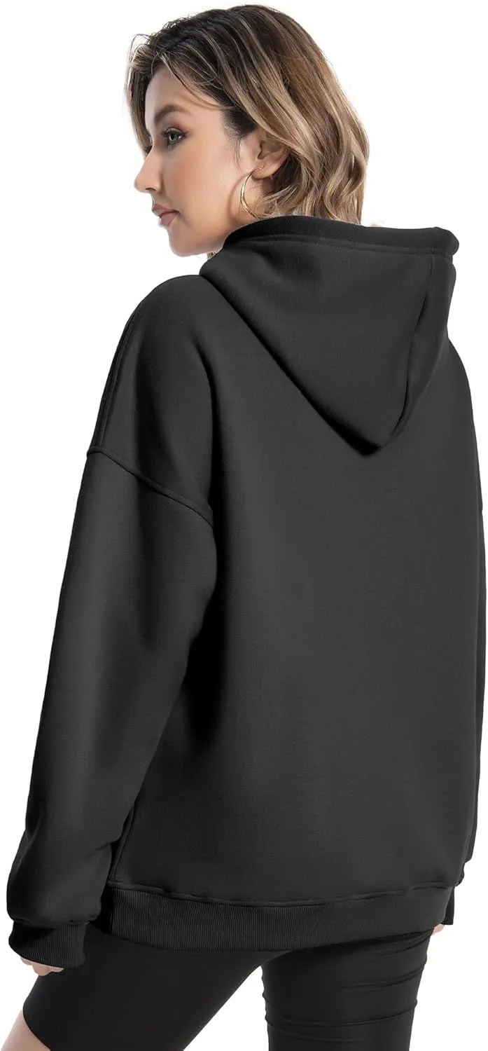 Womens Trendy Hoodies Y2k - Cute Oversized Sweatshirts Long Sleeve Warm Fleece Lined Pullover Clothes with Pockets