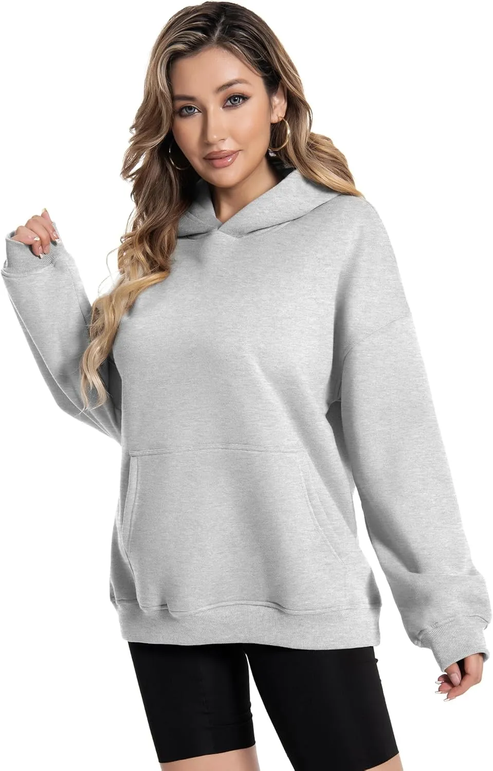 Womens Trendy Hoodies Y2k - Cute Oversized Sweatshirts Long Sleeve Warm Fleece Lined Pullover Clothes with Pockets