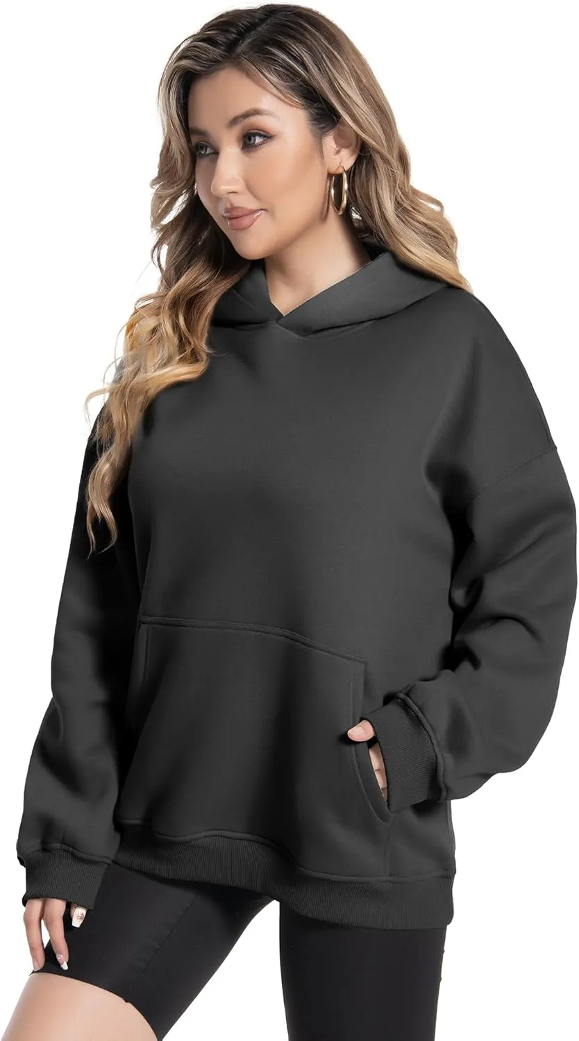 Womens Trendy Hoodies Y2k - Cute Oversized Sweatshirts Long Sleeve Warm Fleece Lined Pullover Clothes with Pockets