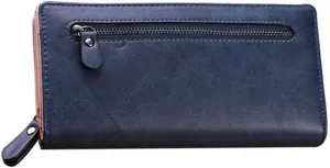 Womens wallet Leather Classic Solid Color Fashion Zipper Purse Casual Clutch