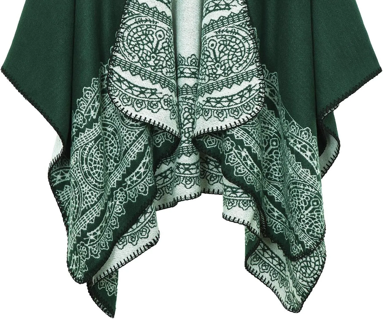Women's Warm Shawls Wraps Open Front Cardigan Vintage Pattern Poncho Cape Sweater Coat