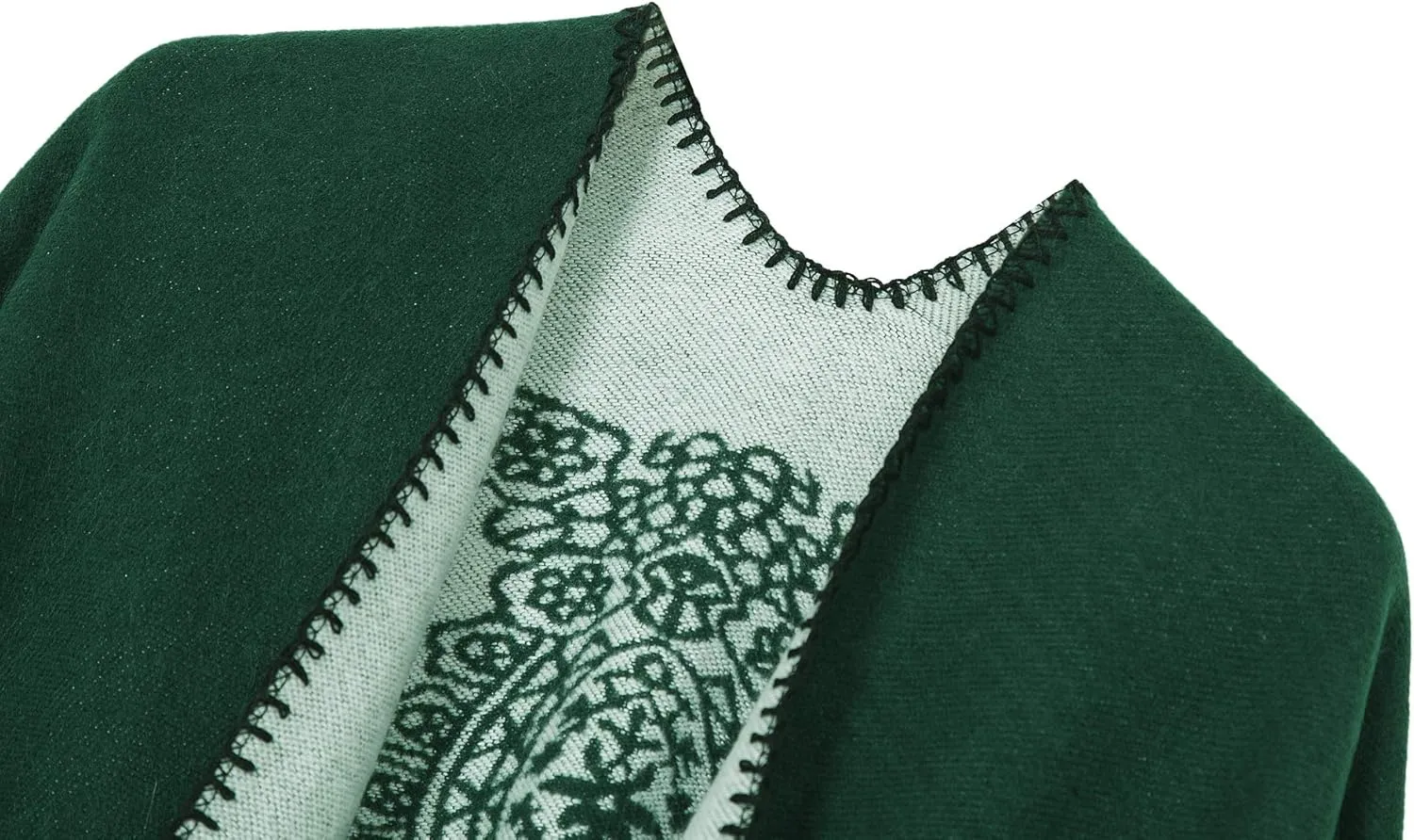 Women's Warm Shawls Wraps Open Front Cardigan Vintage Pattern Poncho Cape Sweater Coat