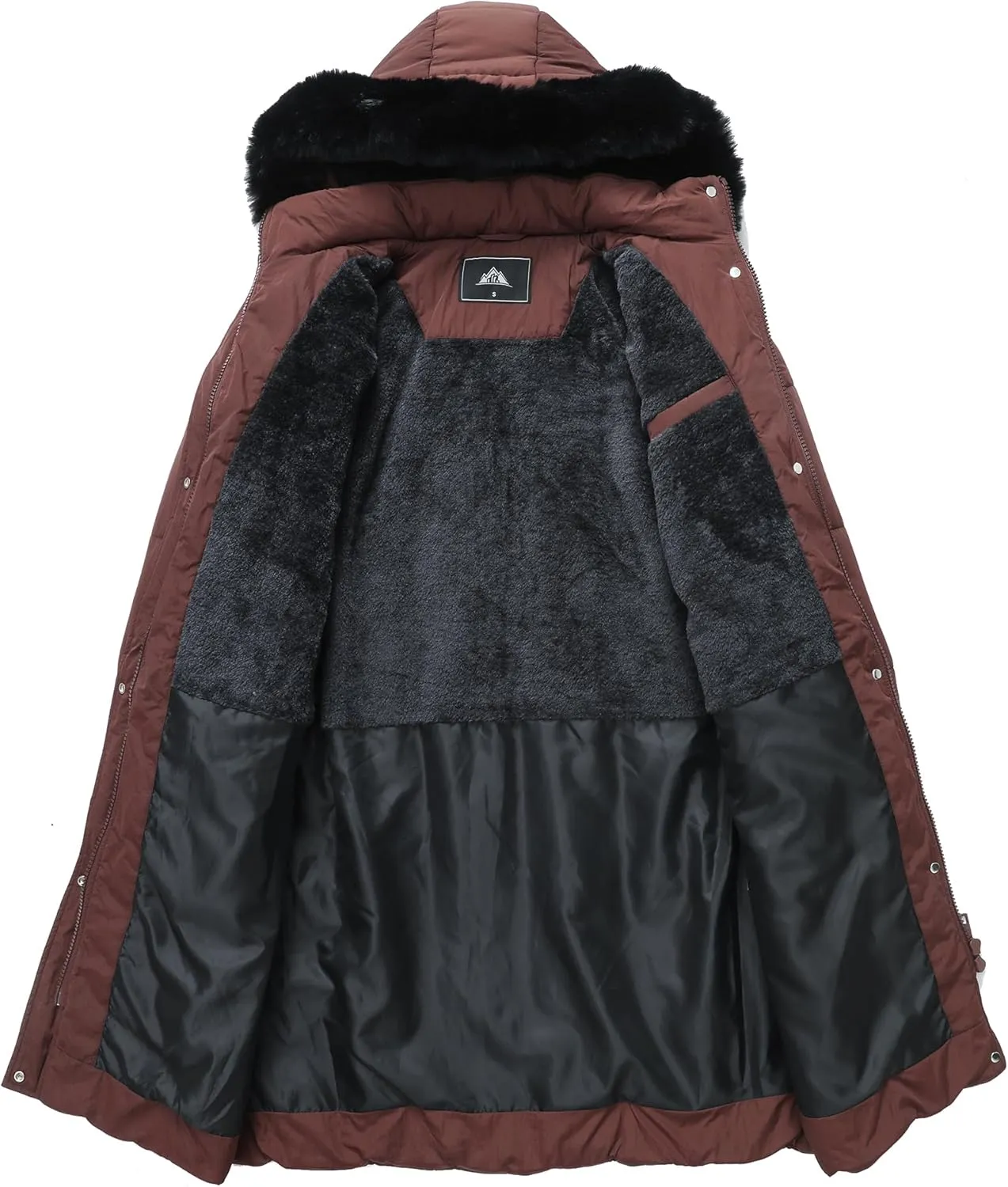Women's Waterproof Long Winter Coat Thickened Down Alternative Jacket Warm Puffer Jacket Hooded Parka