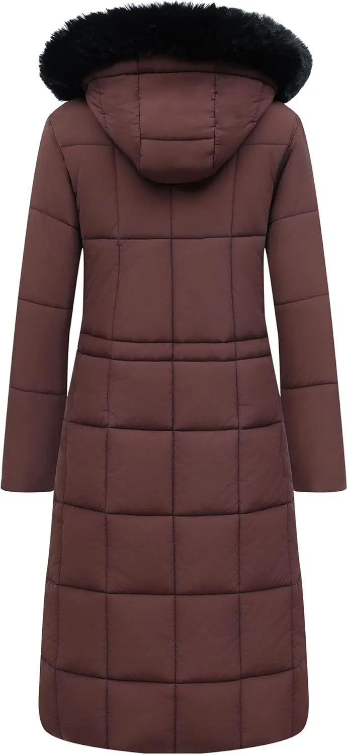 Women's Waterproof Long Winter Coat Thickened Down Alternative Jacket Warm Puffer Jacket Hooded Parka