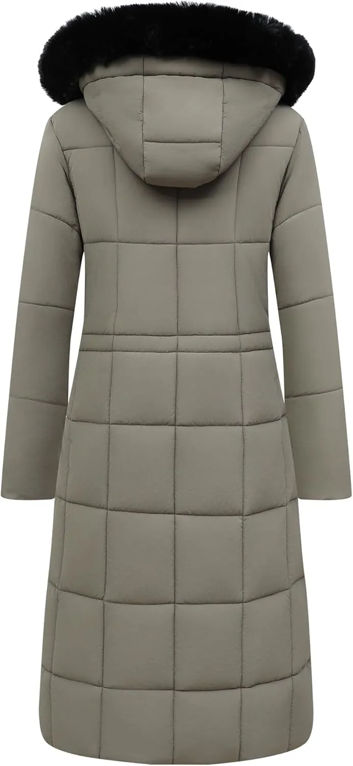 Women's Waterproof Long Winter Coat Thickened Down Alternative Jacket Warm Puffer Jacket Hooded Parka