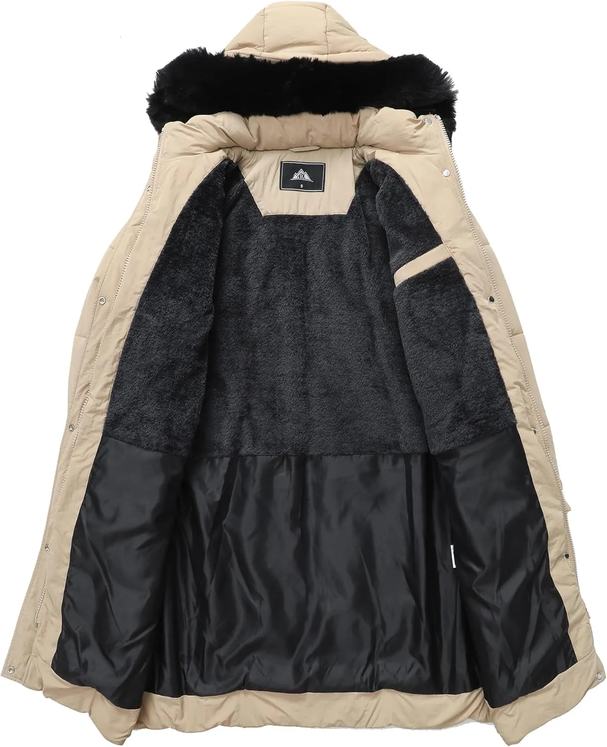 Women's Waterproof Long Winter Coat Thickened Down Alternative Jacket Warm Puffer Jacket Hooded Parka