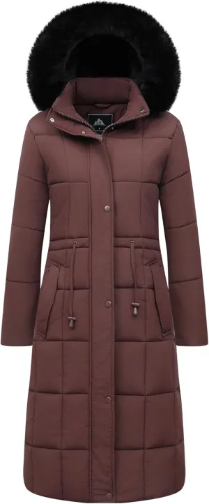 Women's Waterproof Long Winter Coat Thickened Down Alternative Jacket Warm Puffer Jacket Hooded Parka