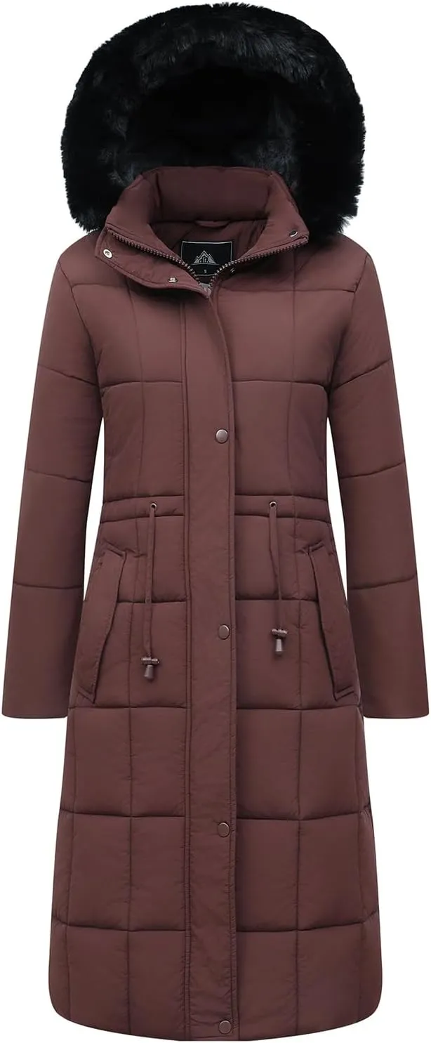 Women's Waterproof Long Winter Coat Thickened Down Alternative Jacket Warm Puffer Jacket Hooded Parka