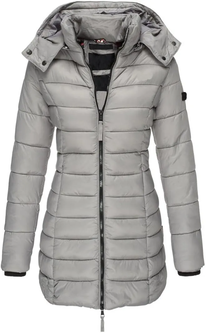 Womens Winter Long Down Coat Thicken Warm Hooded Cotton Padded Puffer Jacket Overcoat