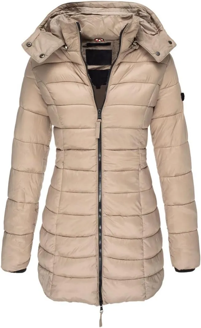 Womens Winter Long Down Coat Thicken Warm Hooded Cotton Padded Puffer Jacket Overcoat