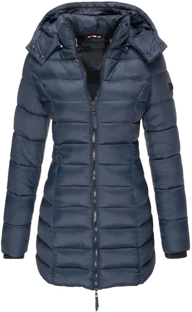 Womens Winter Long Down Coat Thicken Warm Hooded Cotton Padded Puffer Jacket Overcoat