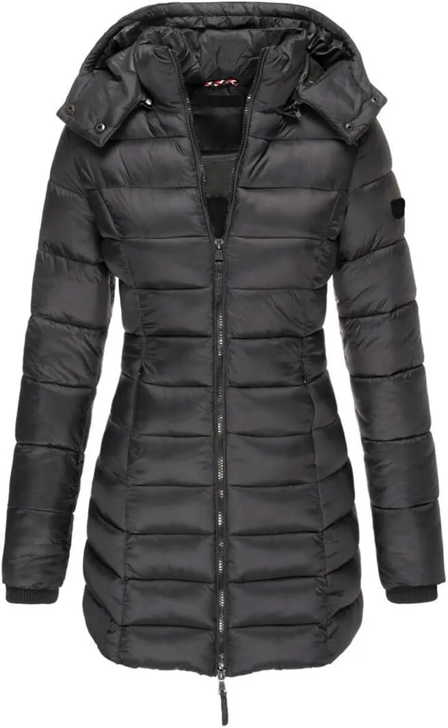Womens Winter Long Down Coat Thicken Warm Hooded Cotton Padded Puffer Jacket Overcoat