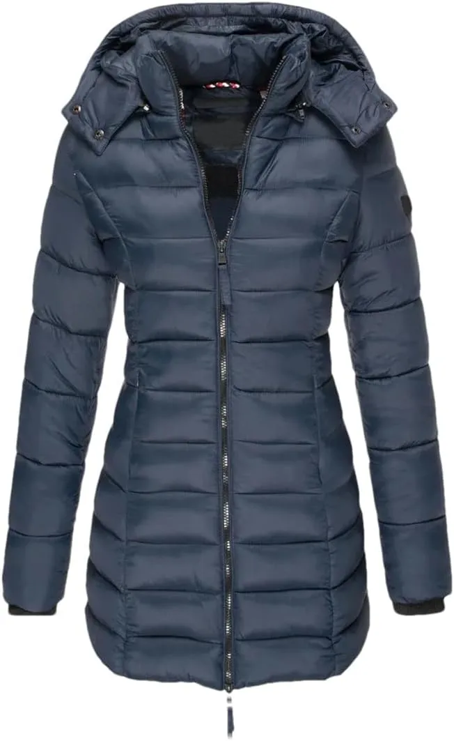 Womens Winter Long Down Coat Thicken Warm Hooded Cotton Padded Puffer Jacket Overcoat