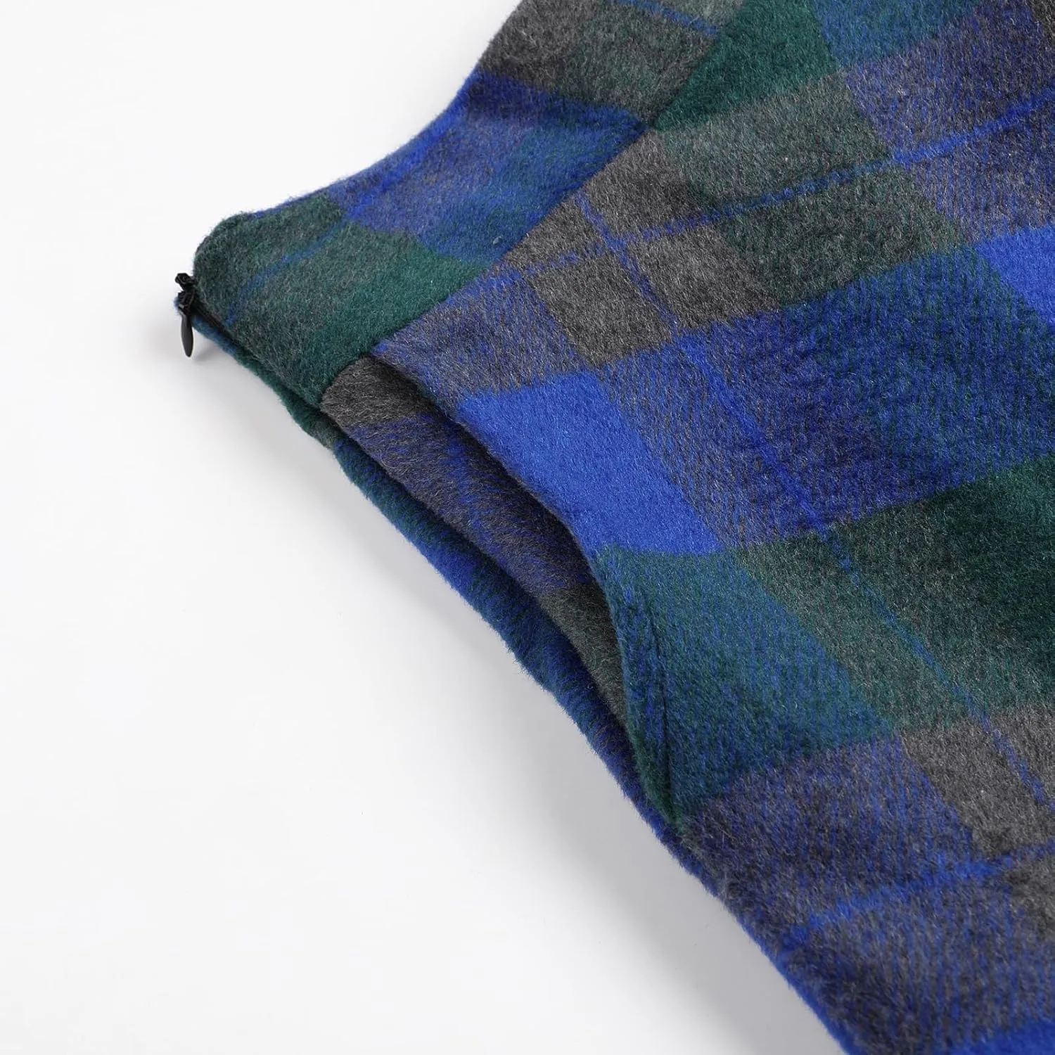 Women's Winter Plaid Maxi Skirt Elegant High Waist Warm Wool Long Pleated Skirt S-3XL