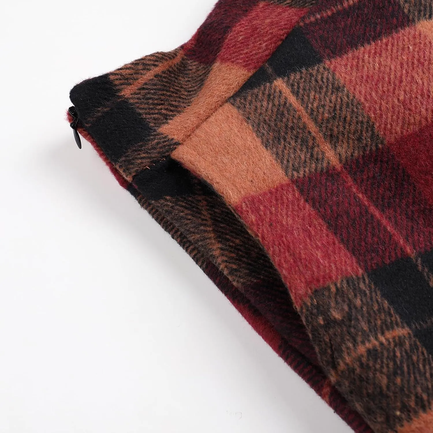 Women's Winter Plaid Maxi Skirt Elegant High Waist Warm Wool Long Pleated Skirt S-3XL