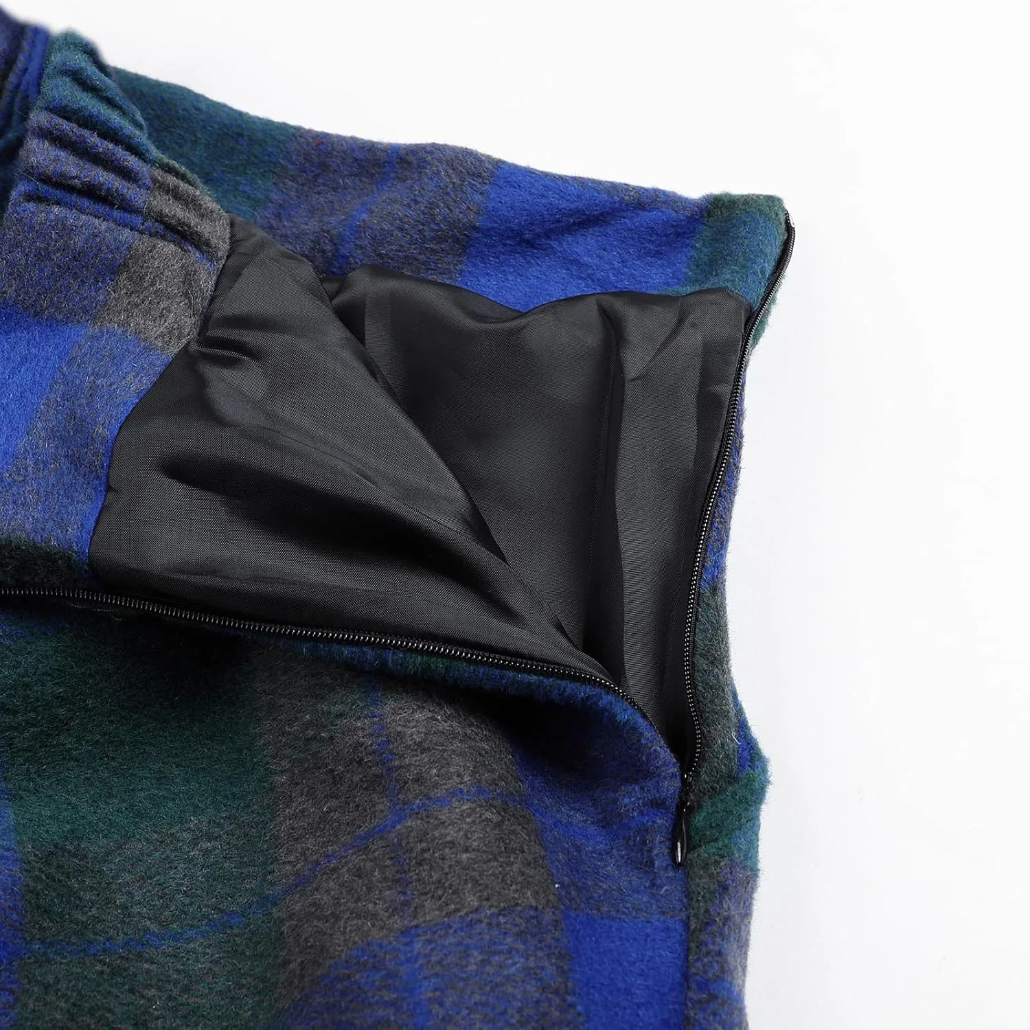 Women's Winter Plaid Maxi Skirt Elegant High Waist Warm Wool Long Pleated Skirt S-3XL