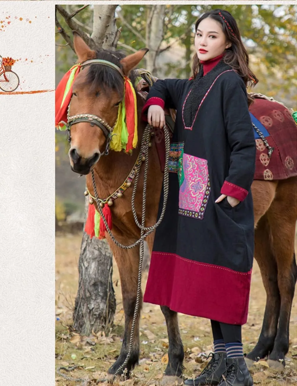 Women's Winter Warm Cotton Padded Pullover Parka Coat Long Thick Embroidered Plus Size Outwear