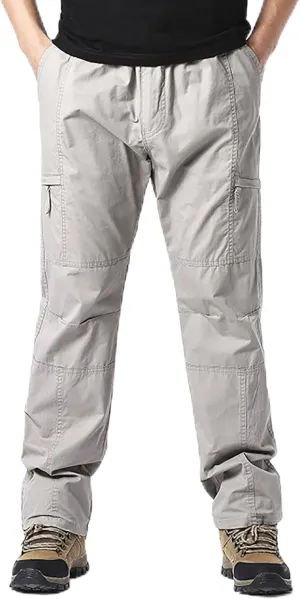 Work Pants for Men Construction Slim Zippered Multi-Pocket Patchwork Cargo Pants Loose Straight Casual Workout Pants