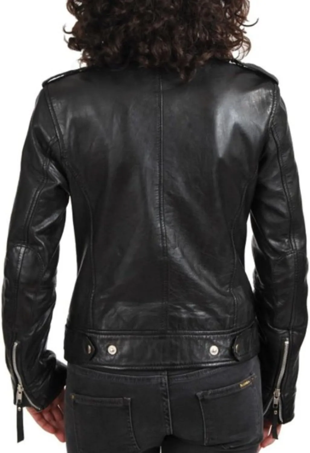 World of Leather Women's Biker Moto Lambskin Leather Jacket Racer Classic