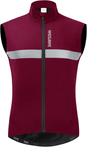 WOSAWE Men's Thermal Cycling Vest Reflective Warm Sheeveless Jacket Running Gilet for Autumn Winter
