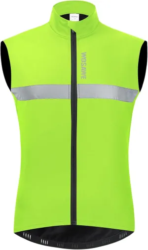 WOSAWE Men's Thermal Cycling Vest Reflective Warm Sheeveless Jacket Running Gilet for Autumn Winter