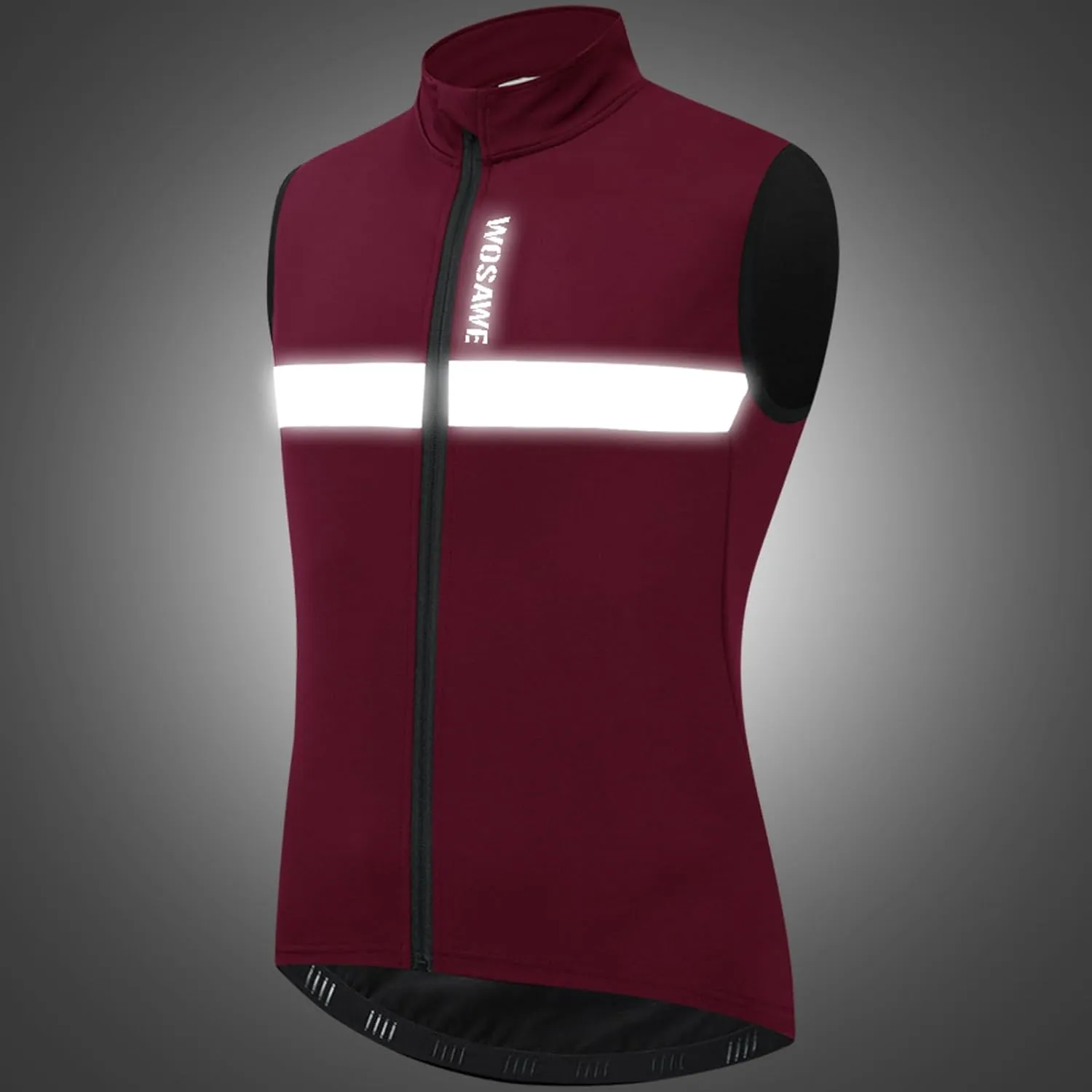 WOSAWE Men's Thermal Cycling Vest Reflective Warm Sheeveless Jacket Running Gilet for Autumn Winter