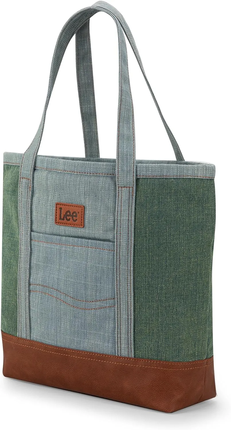 x Lee Tote Bag for Women Denim Canvas Top Handle Shoulder Purse Handbags with Multi-Pocket for Work, Travel & Everyday Use