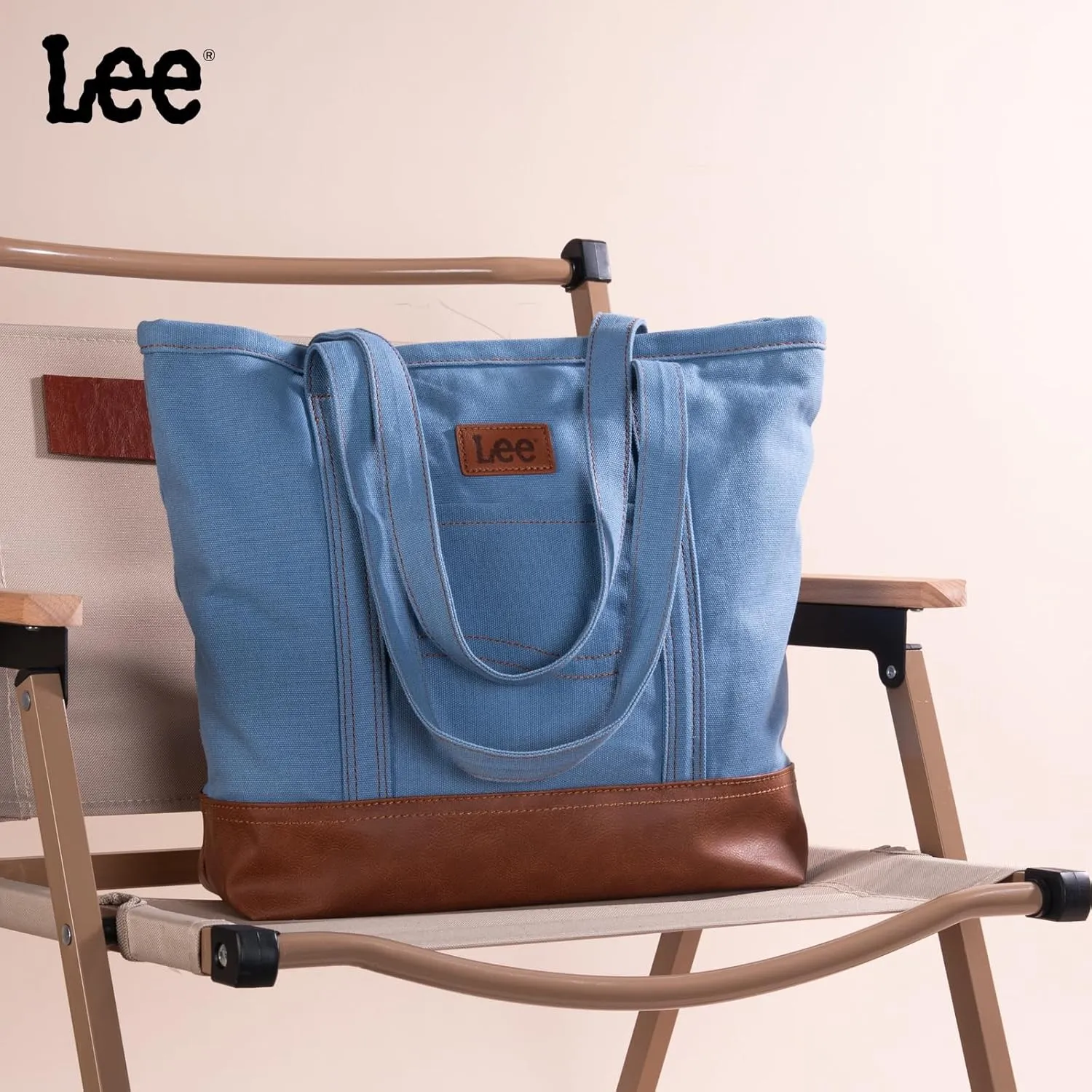x Lee Tote Bag for Women Denim Canvas Top Handle Shoulder Purse Handbags with Multi-Pocket for Work, Travel & Everyday Use
