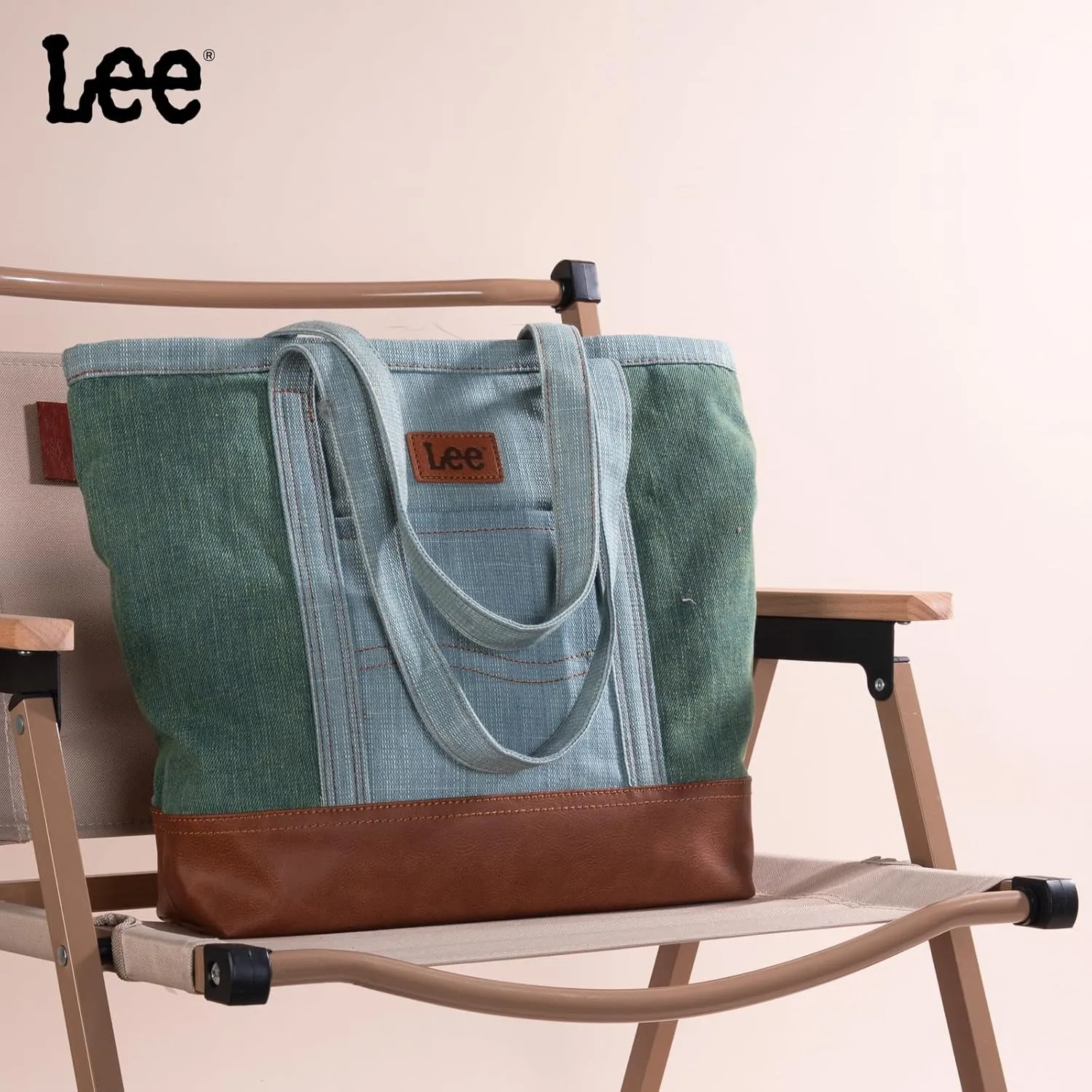 x Lee Tote Bag for Women Denim Canvas Top Handle Shoulder Purse Handbags with Multi-Pocket for Work, Travel & Everyday Use