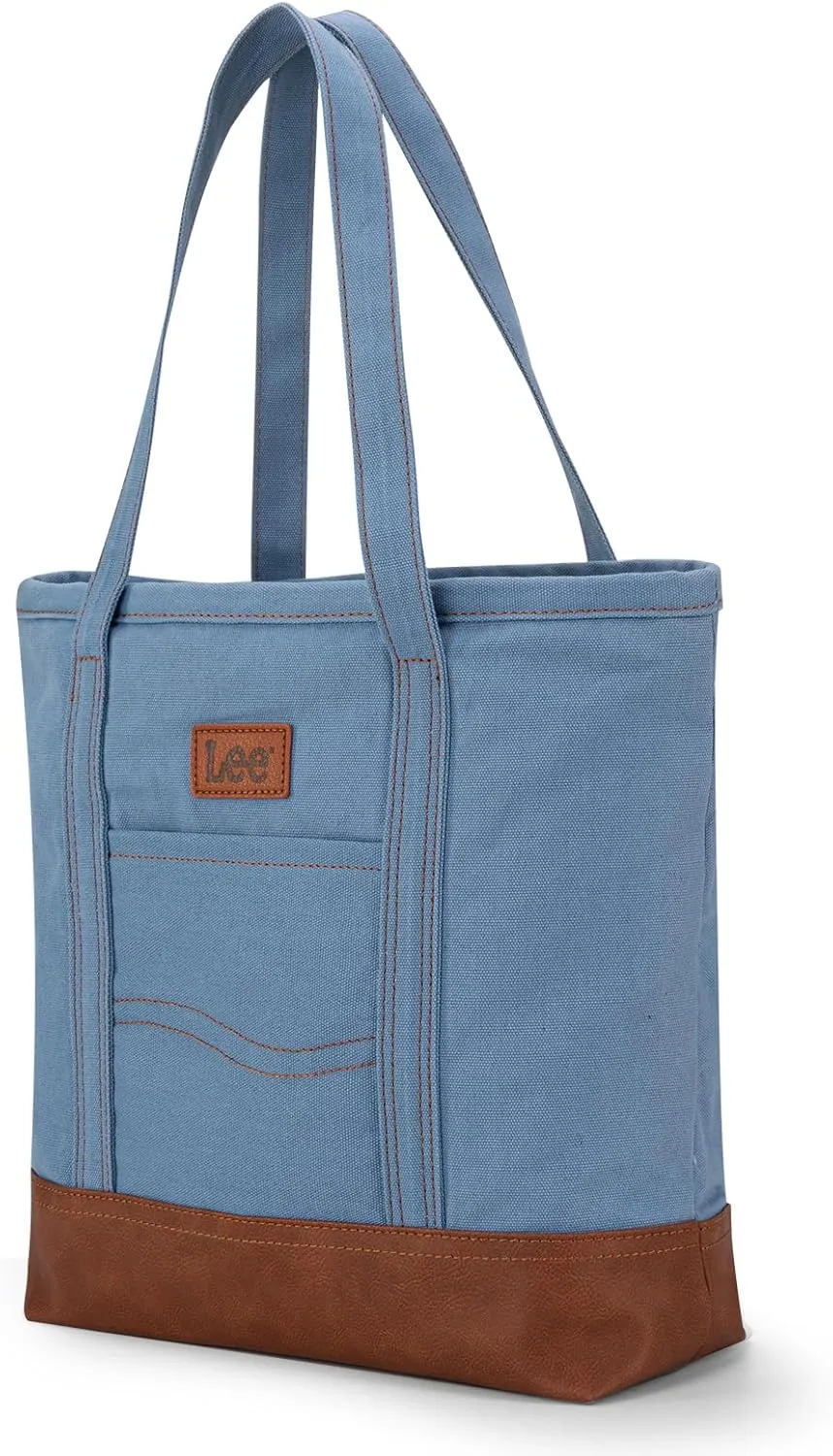 x Lee Tote Bag for Women Denim Canvas Top Handle Shoulder Purse Handbags with Multi-Pocket for Work, Travel & Everyday Use