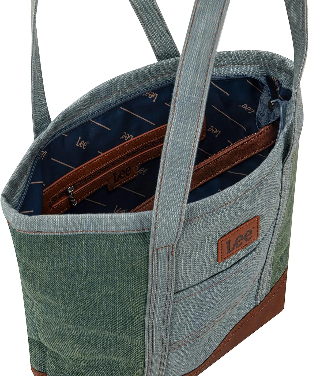 x Lee Tote Bag for Women Denim Canvas Top Handle Shoulder Purse Handbags with Multi-Pocket for Work, Travel & Everyday Use