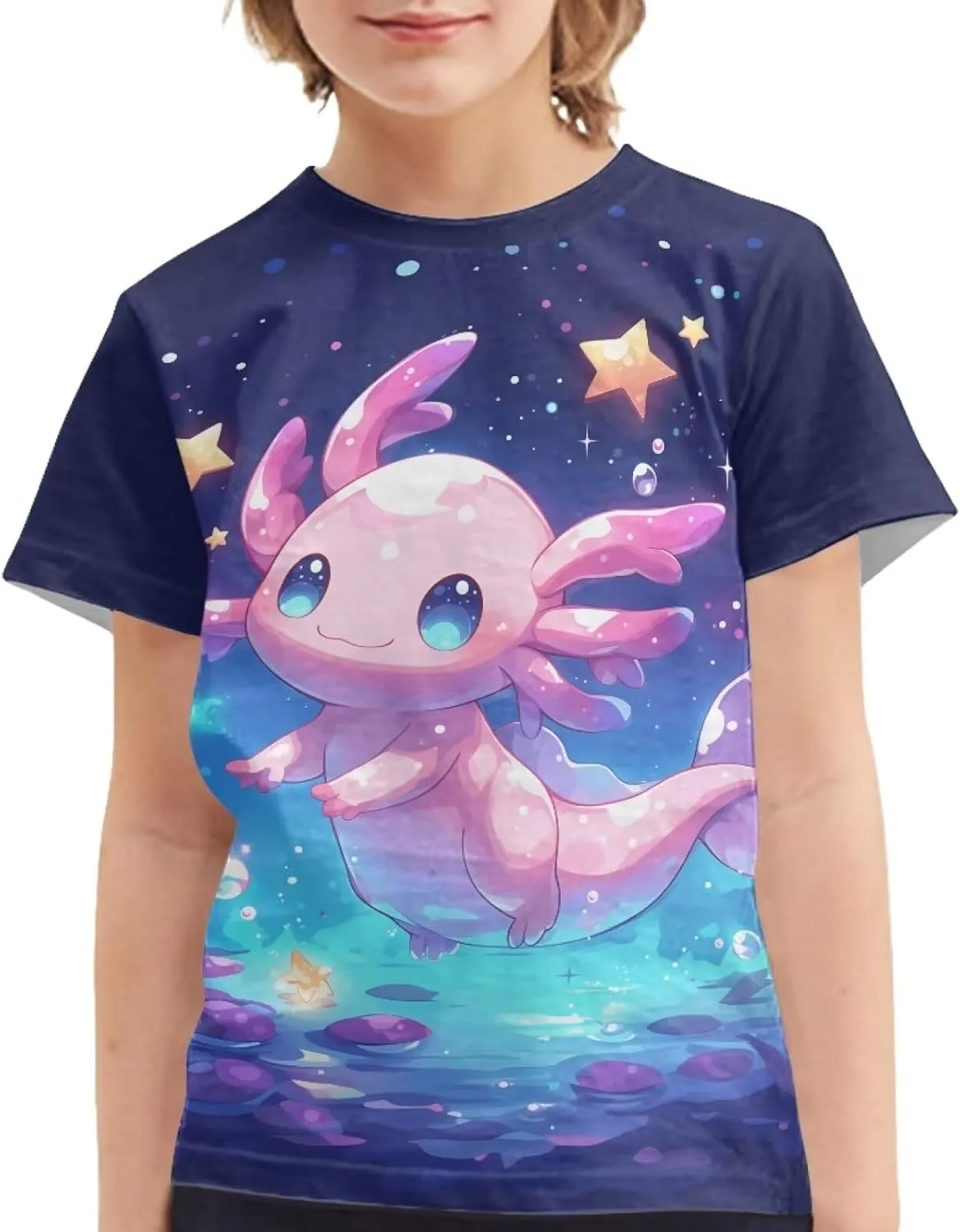 Xhuibop Kids Tshirts Girls Boys 3-16 Years Summer Clothes for Teens Loose Fitting Tops