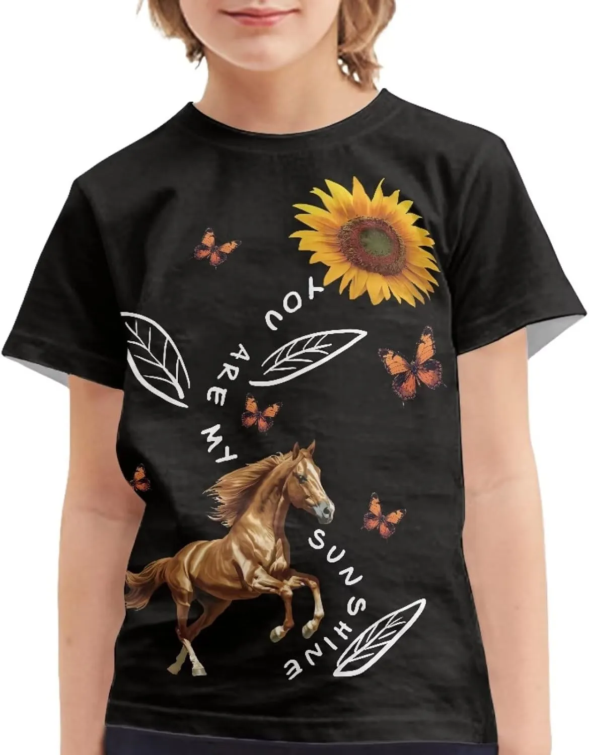 Xhuibop Kids Tshirts Girls Boys 3-16 Years Summer Clothes for Teens Loose Fitting Tops