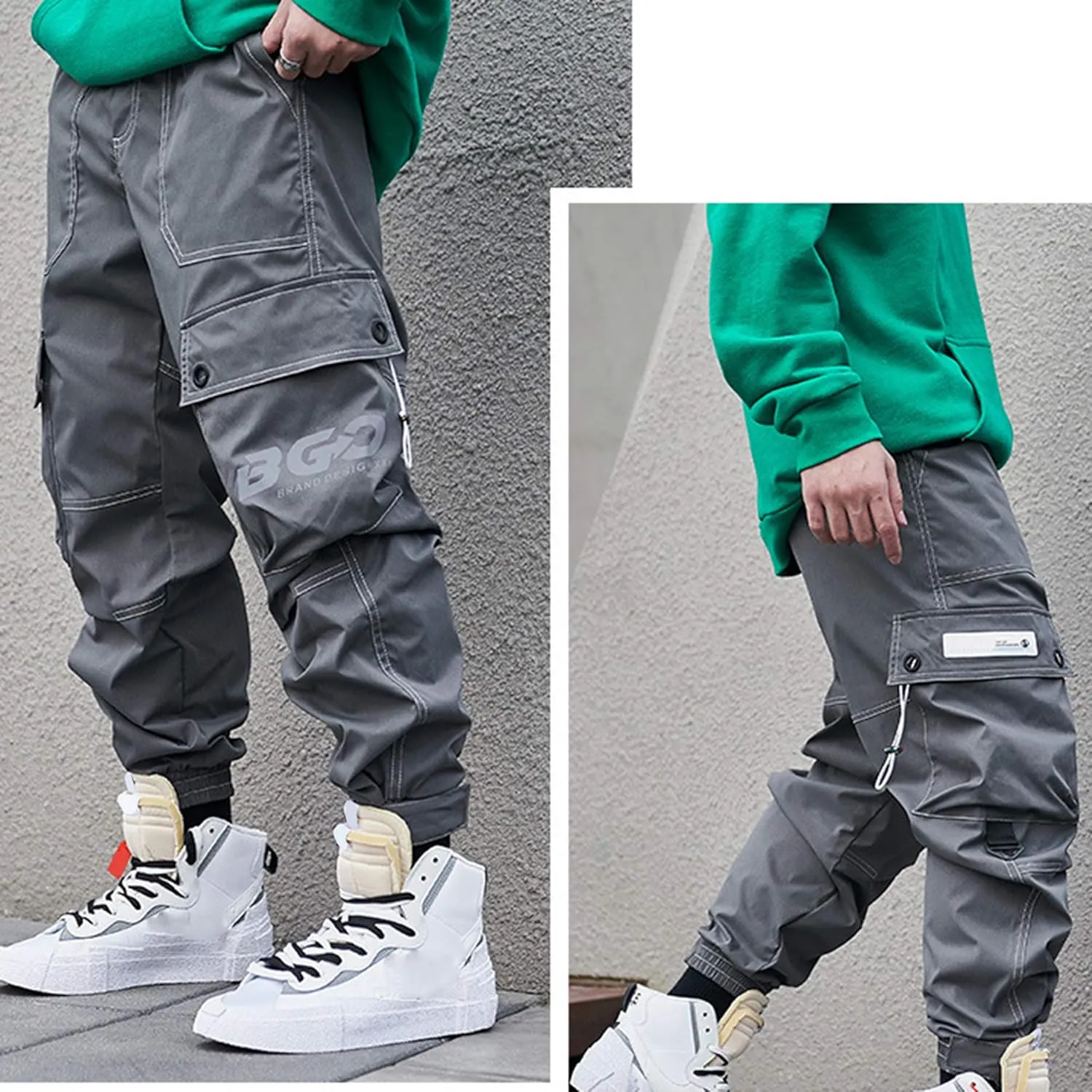 XYXIONGMAO Streetwear Harem Pants for Men Hip Hop Techwear Pants Loose Overalls Casual Function Multi-Pocket Trousers