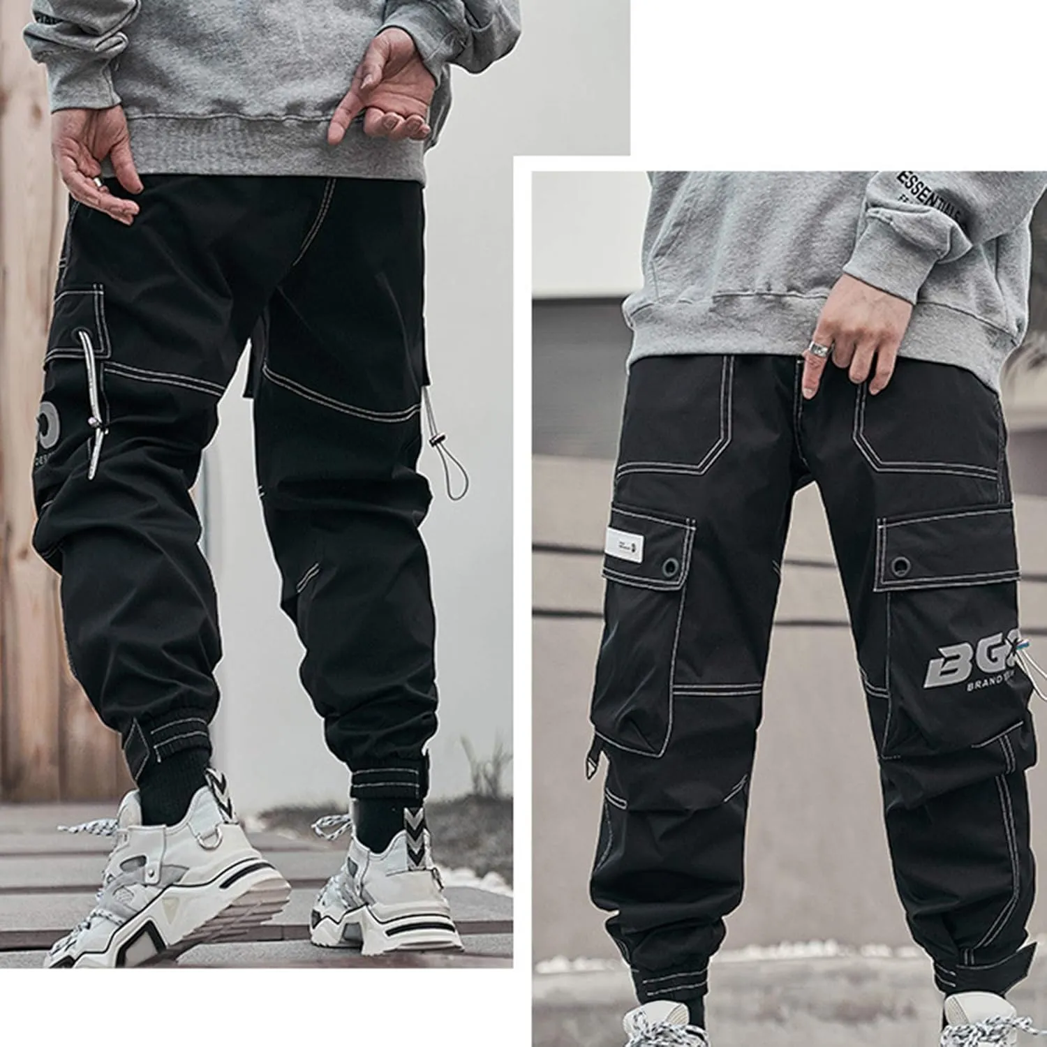 XYXIONGMAO Streetwear Harem Pants for Men Hip Hop Techwear Pants Loose Overalls Casual Function Multi-Pocket Trousers