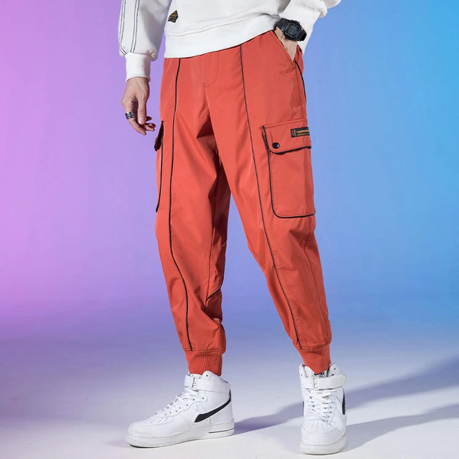 XYXIONGMAO Streetwear Hip Hop Cargo Joggers Pants for Men Casual Pants Loose Multi-Pocket Outdoor Sports Harem Overalls
