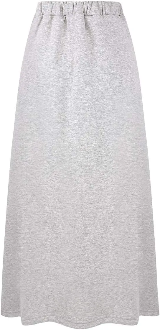 Ylingjun Womens Warm Fleece Lined Long Jersey Skirts Elastic Waist A Line Flared Winter Skirt