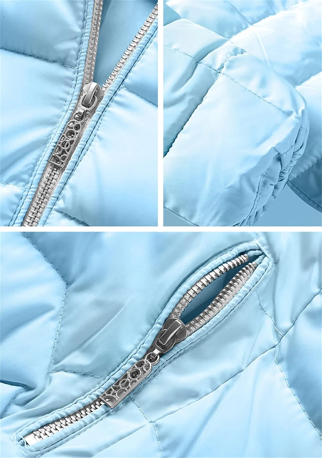 YMING Womens Winter Warm Down Coat Quilted Parka Jacket Oversized Puffer Outwear with Faux Fur Hood